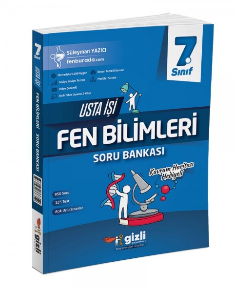 Gizli 7.Sınıf Fen Bilimleri Usta İşi Soru Bankası + Kavram Haritası Gizli Yayınları