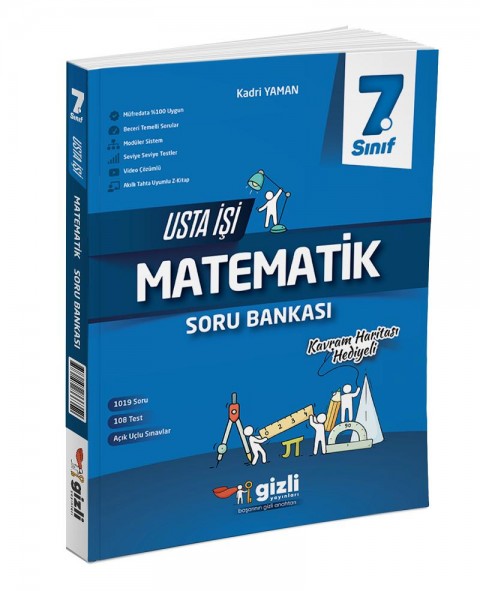 Gizli 7.Sınıf Matematik Usta İşi Soru Bankası + Kavram Haritası Gizli Yayınları