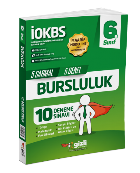 Gizli İOKBS 6.Sınıf Bursluluk 10 Deneme Sınavı Gizli Yayınları