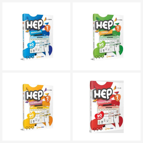 Hiper Zeka 7. Sınıf HEP Serisi Tüm Dersler Haftalık Deneme Föyleri Seti 4 Kitap Hiper Zeka Yayınları