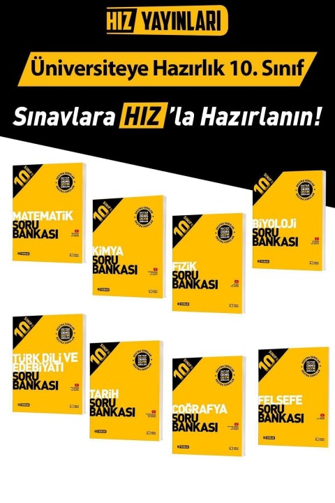 Hız 10. Sınıf Tüm Dersler Soru Bankası Seti 8 Kitap Hız Yayınları 2026