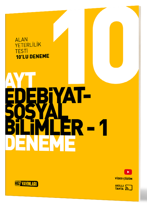 Hız Yayınları YKS AYT Edebiyat Sosyal Bilimler-1 10 Deneme Hız Yayınları