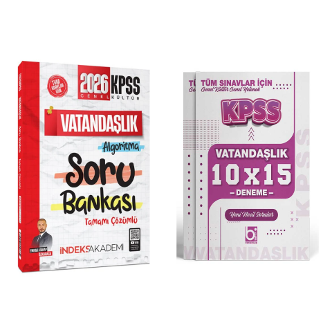 İndeks Akademi 2026 KPSS Vatandaşlık Algoritma Soru Bankası ve Deneme Seti İndeks ve Bigelio Yayıncılık