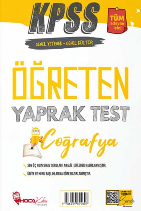 KPSS Coğrafya Öğreten Yaprak Test Hoca Kafası Yayınları