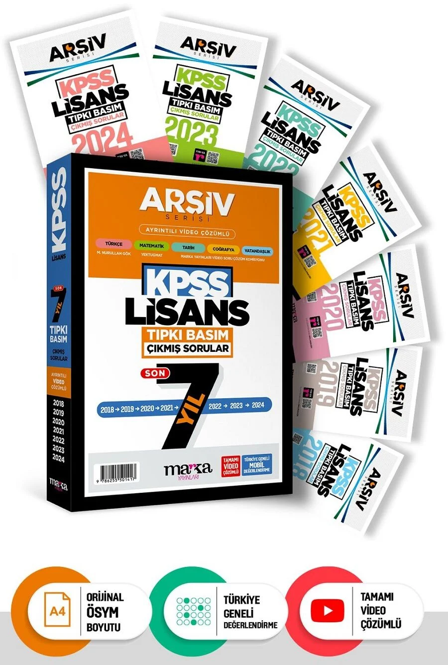KPSS Genel Yetenek Genel Kültür Çıkmış Sorular Son 7 Yıl Tıpkı Basım Çözümlü ARŞİV Serisi Marka Yayınları