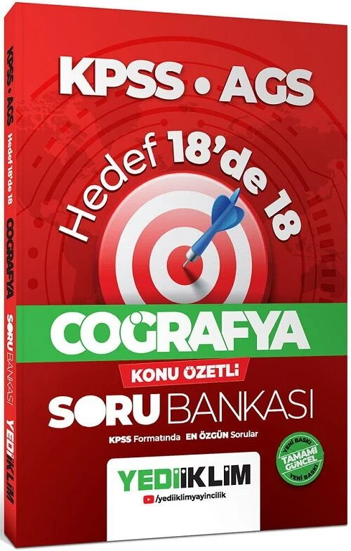 KPSS MEB-AGS Coğrafya Hedef 18 de 18 Konu Özetli Soru Bankası - Hakan Bileyen Yediiklim Yayınları