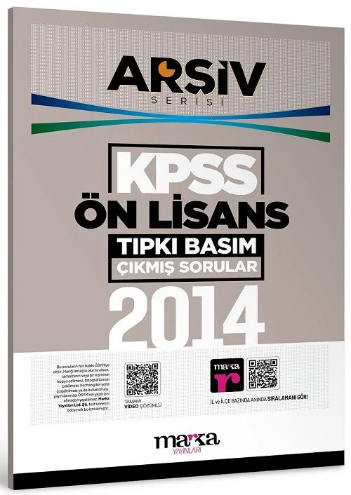 KPSS Ön Lisans 2014 Sınavı Çıkmış Sorular Tıpkı Basım Çözümlü ARŞİV Serisi Marka Yayınları