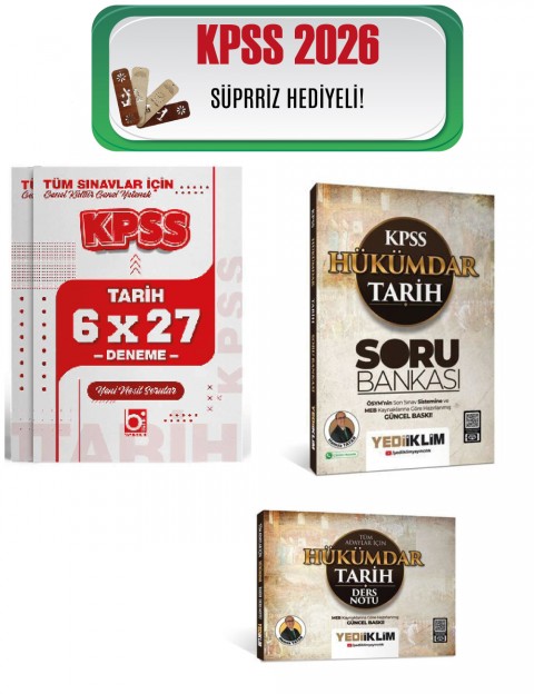 KPSS Tarih Hükümdar Soru Bankası Ders Notları ve Deneme Seti 3 Kitap Bigelio ve Yediiklim Yayınları