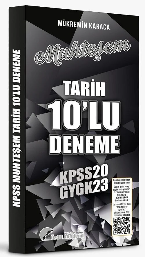 KPSS Tarih Muhteşem 10 Deneme PDF Çözümlü - Mükremin Karaca Özdil Akademi Yayınları
