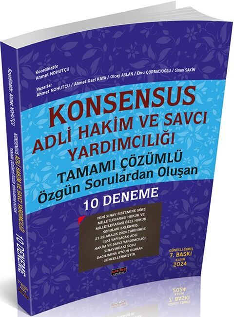 Konsensus Hakim ve Savcı Yardımcılığı 10 Deneme Savaş Yayınevi