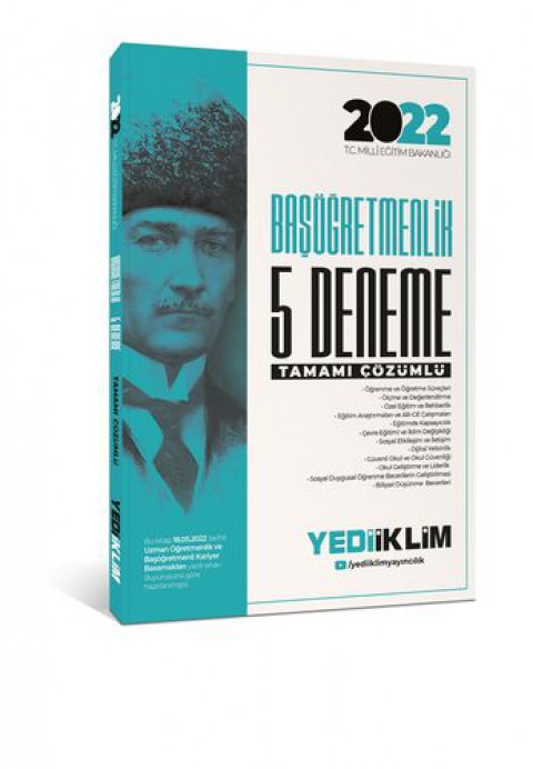 MEB Öğretmenlik Kariyer Basamakları Başöğretmenlik Tamamı Çözümlü 5 Deneme Yediiklim Yayınları
