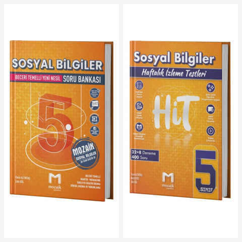 Mozaik 5. Sınıf Sosyal Bilgiler Soru Bankası + Hit Deneme Seti Mozaik Yayınları