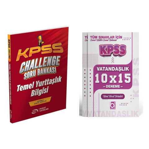 Murat KPSS Temel Yurttaşlık Bilgisi Vatandaşlık CHALLENGE Çözümlü Soru Bankası ve Deneme Seti Murat ve Bigelio Yayınları