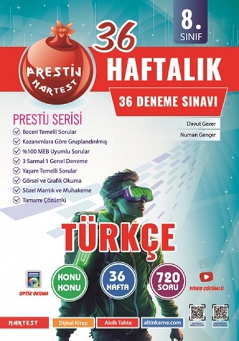 Nartest 8. Sınıf Haftalık Türkçe Denemeleri Nartest Yayınları