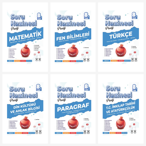 Nartest 8. Sınıf Prestij Tüm Dersler Soru Hazinesi Seti 6 Kitap Nartest Yayınları