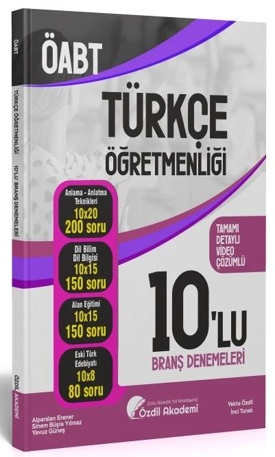 ÖABT Türkçe Öğretmenliği 10 Deneme Çözümlü - Yekta Özdil Özdil Akademi