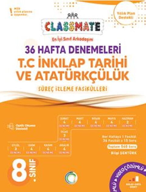 Okyanus 8. Sınıf T.C. İnkılap Tarihi ve Atatürkçülük Classmate 36 Hafta Denemeleri Okyanus Yayınları