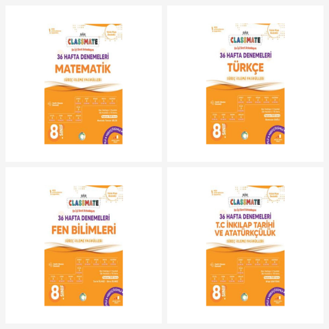 Okyanus 8. Sınıf Tüm Dersler Classmate 36 Hafta Denemeleri Seti 4 Kitap Okyanus Yayınları