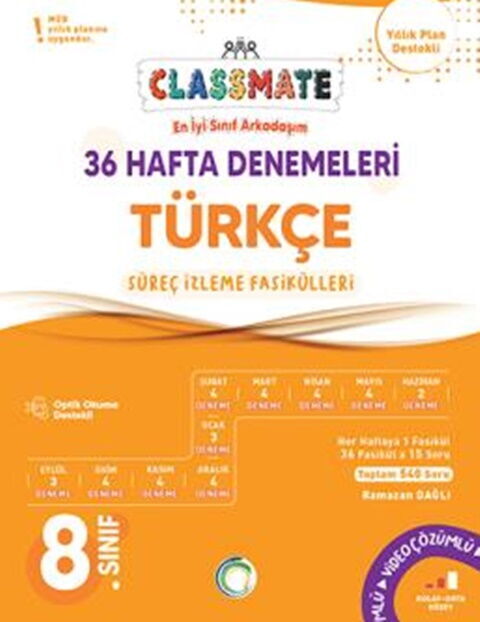 Okyanus 8. Sınıf Türkçe Classmate 36 Hafta Denemeleri Okyanus Yayınları