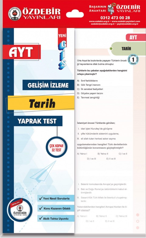 Özdebir YKS AYT Tarih GİS Yaprak Test Özdebir Yayınları