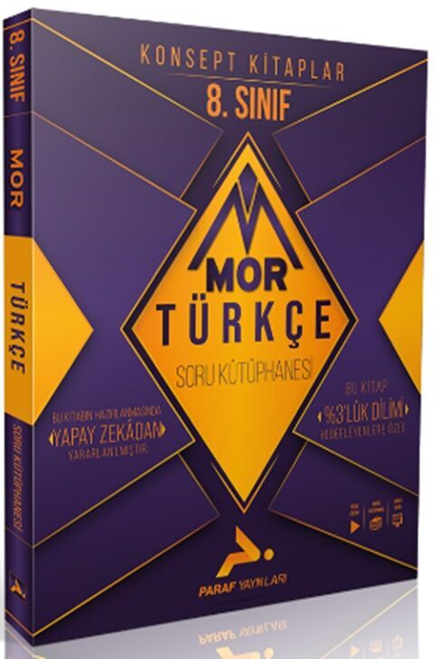 Paraf 8. Sınıf LGS Türkçe Mor Soru Kütüphanesi Paraf Yayınları