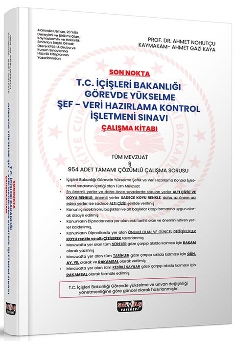 Son Nokta T.C. İçişleri Bakanlığı GYS Şef-Veri Hazırlama Kontrol İşletmeni Sınavı Çalışma Kitabı Savaş Yayınevi