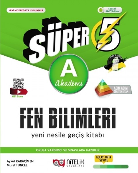 Süper 5.Sınıf Fen Bilimleri A Akademi Yeni Nesile Geçiş Kitabı  Nitelik Yayınları