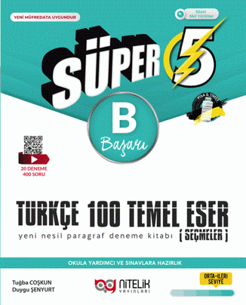 Süper 5.Sınıf Türkçe 100 Temel Eser B Başarı Yeni Nesil Paragraf Deneme Kitabı