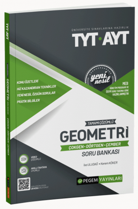TYT-AYT Geometri Çokgen-Dörtgen-Çember Soru Bankası Pegem Akademi Yayıncılık