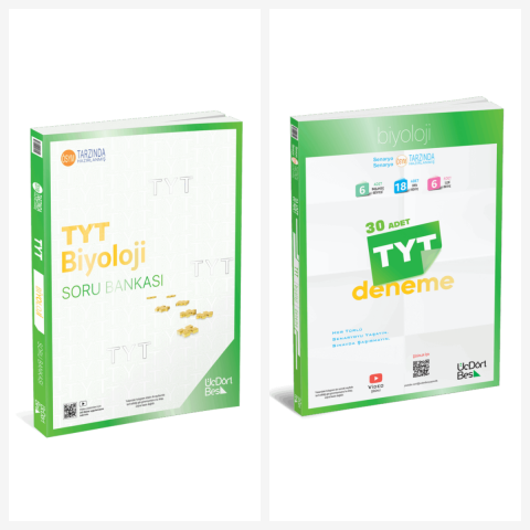 TYT Biyoloji Soru Bankası ve Deneme Sınavı Seti ÜçDörtBeş Yayınları