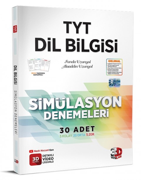 TYT Dil Bilgisi Simülasyon Denemeleri Detaylı Video Çözümlü 3D Yayınları