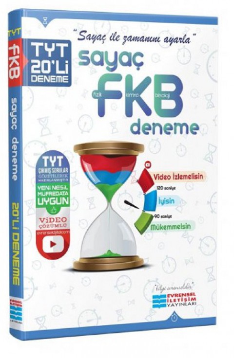 TYT Fizik Kimya Biyoloji FKB Sayaç Video Çözümlü 20 li Deneme Evrensel İletişim Yayınları
