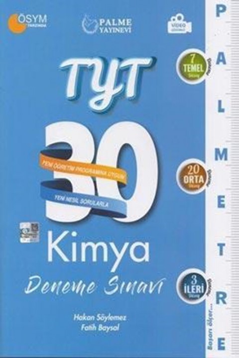 TYT Palmetre Kimya 30 Deneme Sınavı Palme Yayınları