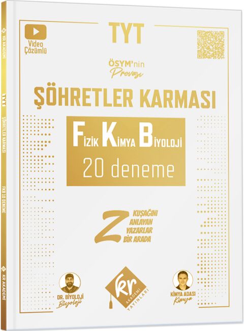 TYT Şöhretler Karması Fizik Kimya Biyoloji 20 Deneme KR Akademi Yayınları