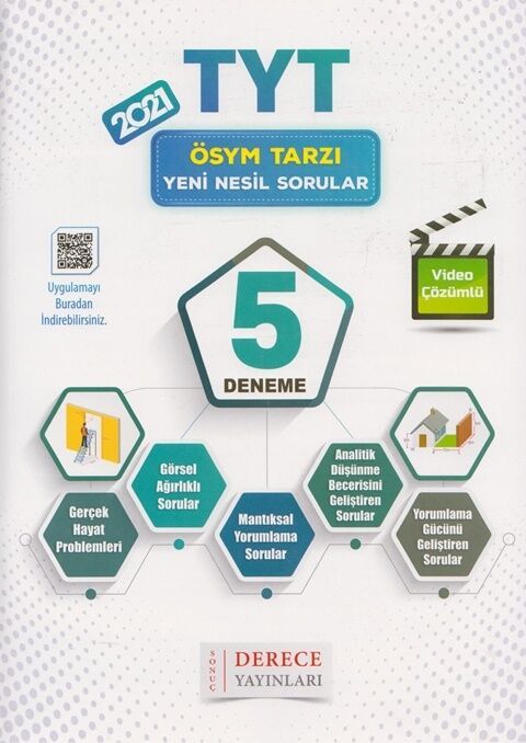 TYT Tamamı Çözümlü 5 Deneme Derece Yayınları