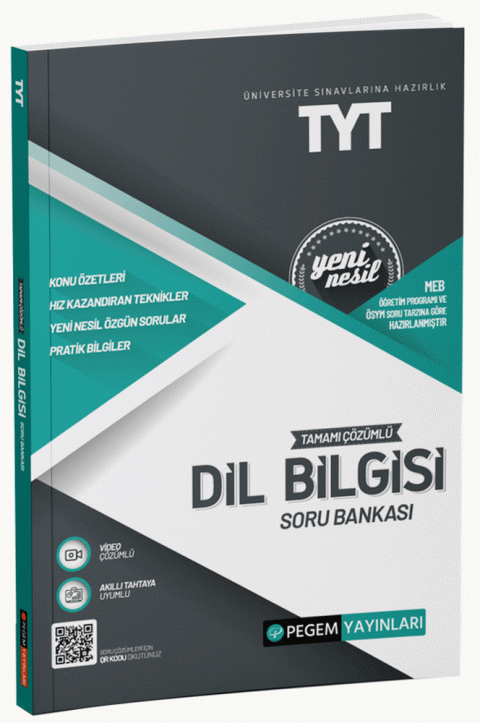 TYT Tamamı Çözümlü Dil Bilgisi Soru Bankası Pegem Akademi Yayıncılık