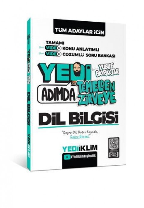 Tüm Adaylar İçin Yedi Adımda Temelden Zirveye Dil Bilgisi Video Konu Anlatımlı Video Çözümlü Soru Bankası Yediiklim Yayınları