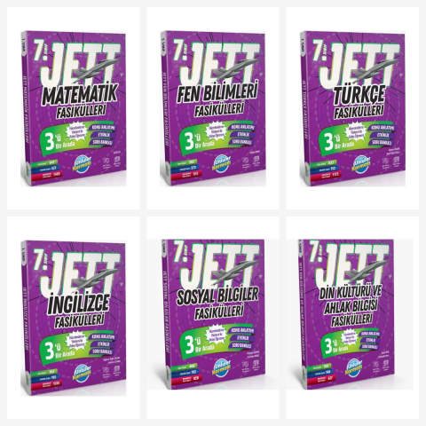 Ünlüler Yayınları 7. Sınıf Tüm Dersler JETT Soru Fasikülleri Seti 6 Kitap
