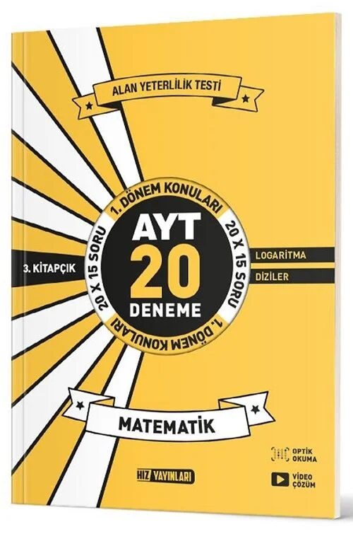 YKS AYT Matematik 1. Dönem Konuları 20 Deneme 3. Kitapçık Hız Yayınları