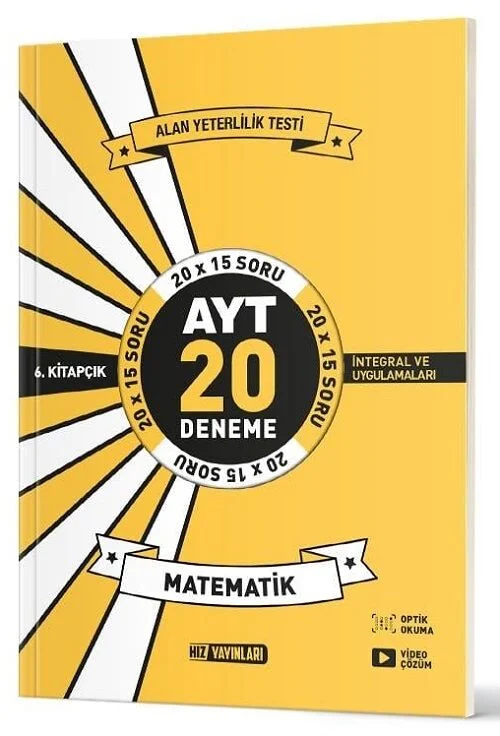 YKS AYT Matematik 1. Dönem Konuları 20 Deneme 6. Kitapçık Hız Yayınları