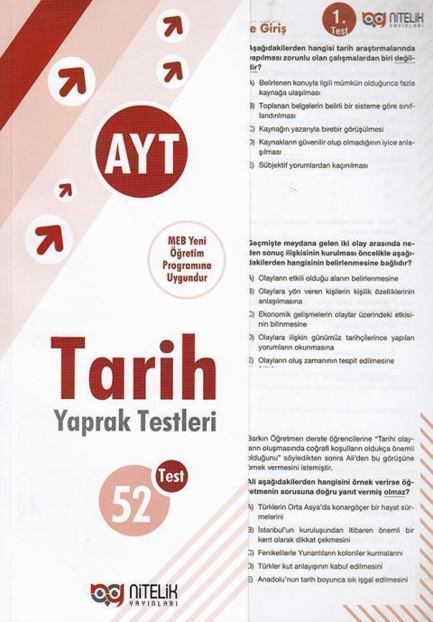 YKS AYT Tarih Yaprak Test Nitelik Yayınları