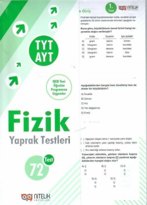 YKS TYT AYT Fizik Yaprak Test Nitelik Yayınları