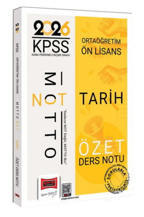 Yargı 2026 KPSS Ortaöğretim Ön Lisans Motto Serisi Tarih Özet Ders Notu Yargı Yayınları