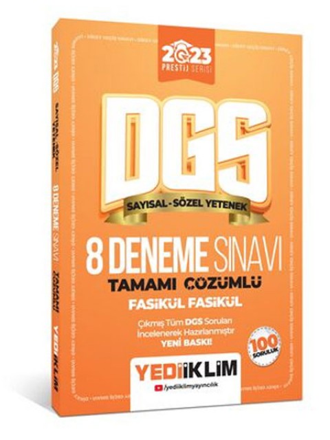 2023 Prestij Serisi DGS Tamamı Çözümlü 8 Fasikül Deneme Yediiklim Yayınları