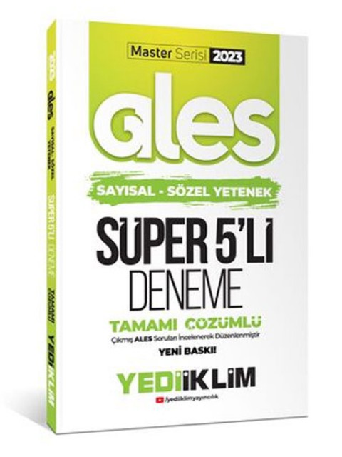 2023 Master Serisi Ales Sayısal  Sözel Yetenek Tamamı Çözümlü Süper 5'li Deneme Yediiklim Yayınları