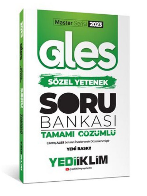 2023 Master Serisi Ales Sözel Yetenek Tamamı Çözümlü Soru Bankası Yediiklim Yayınları