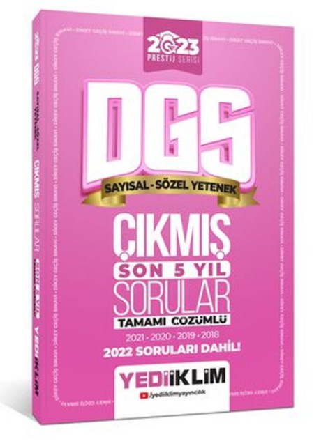 2023 Prestij Serisi DGS Tamamı Çözümlü Son 5 Yıl Çıkmış Sorular Yediiklim Yayınları