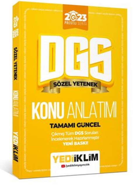 2023 Prestij Serisi Dgs Sözel Yetenek Konu Anlatımı Yediiklim Yayınları