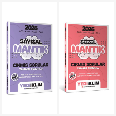 Yediiklim 2026 AGS KPSS ALES DGS Sayısal - Sözel Mantık Tamamı Çözümlü Çıkmış Sorular Seti Yediiklim Yayınları