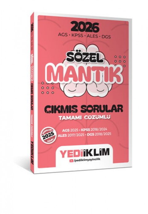 Yediiklim 2026 AGS KPSS ALES DGS Sözel Mantık Tamamı Çözümlü Çıkmış Sorular Yediiklim Yayınları